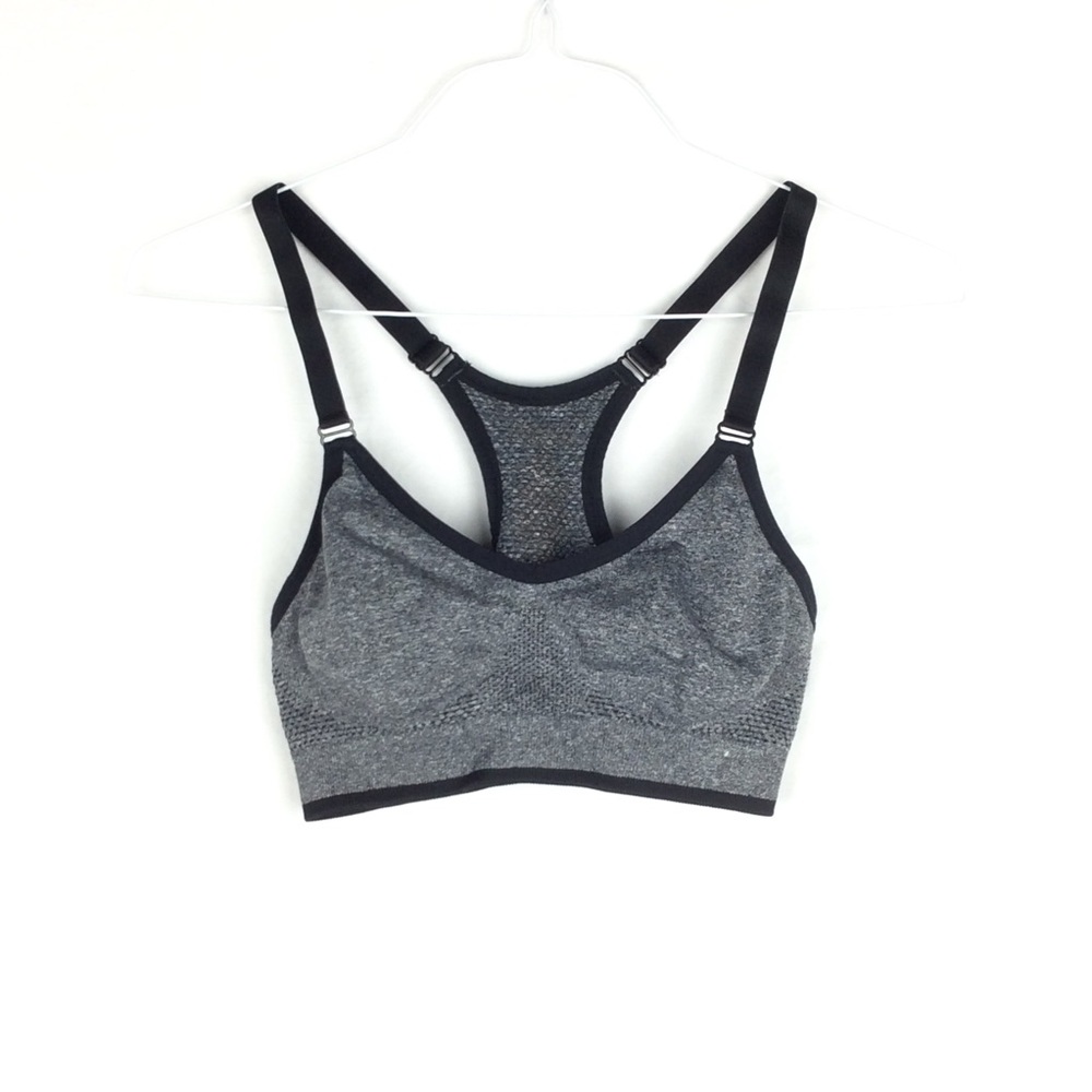 Black and Gray Adjustable Strap Sports Bra